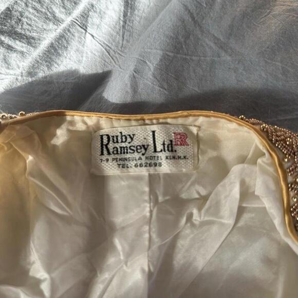 VTG Ruby Ramsey Lt Womens Lined Beaded Sweater Hong Kong Sz 38Hook Closure READ - Picture 2 of 6